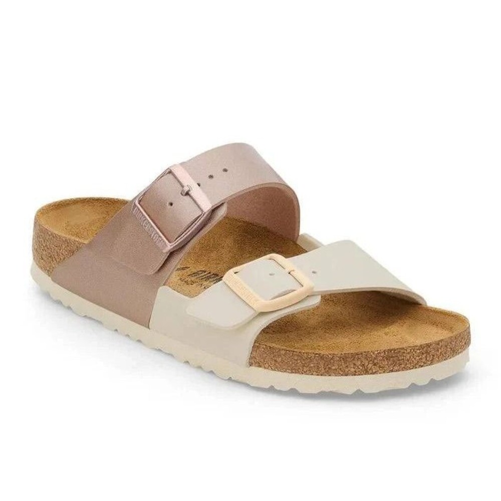 BIRKENSTOCK Arizona Split Birko-Flor Eggshell/Copper 2- Strap Sandal 41/10-10.5 - Picture 3 of 13